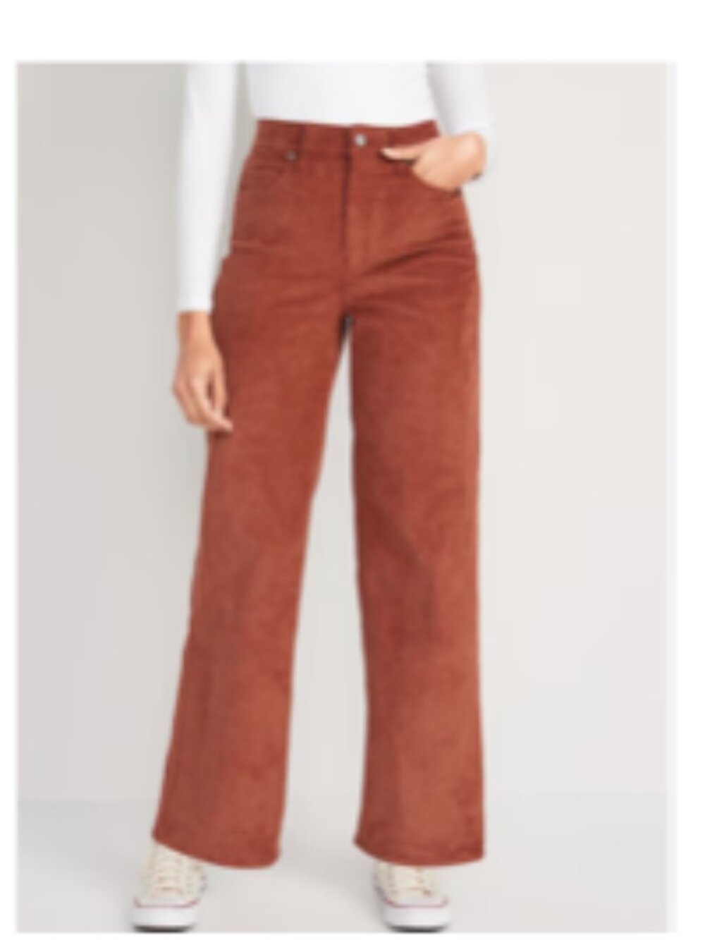 Old Navy Extra High-Rise Sky-Hi Wide Leg Corduroy Pants; Orange; Size: 4 Tall